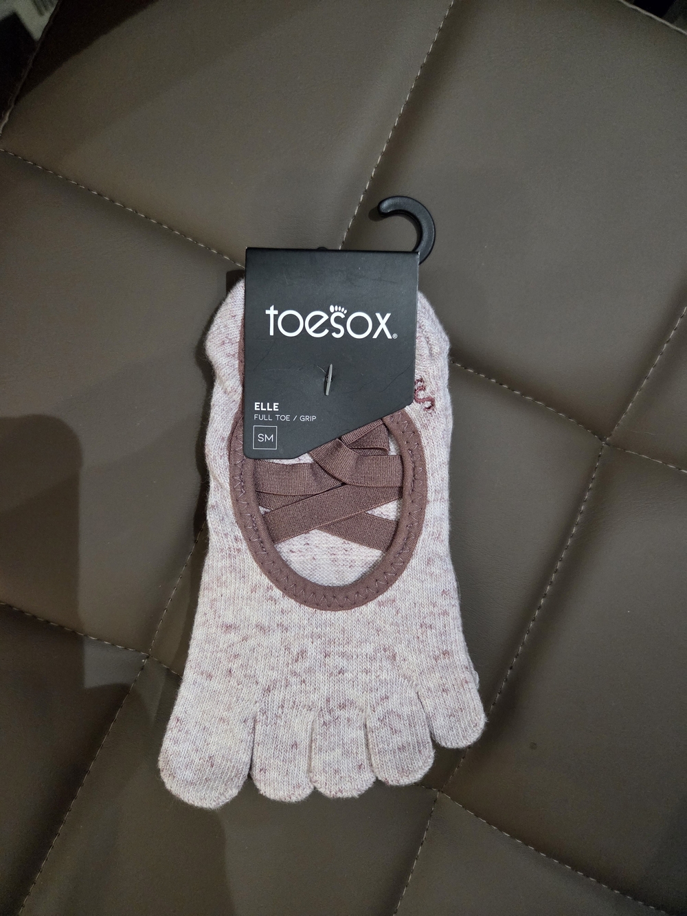 ToeSox Elle Full Toe Grip No-Show Socks in Dusty Mauve NTW Small